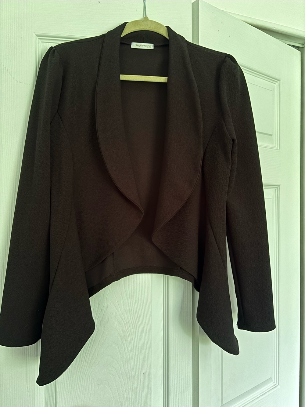 Minefree Black Draped Open Front Blazer - Size M